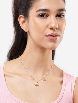 Carlton London - Gold Plated White Pearl Shell and Starfish Necklace