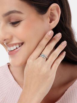 Carlton London - Silver Plated Green Cz Adjustable Snake Ring