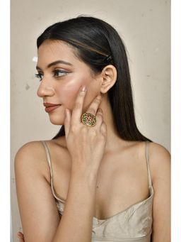 Silvermerc Designs - Multi-Color South Indian Artificial Stone Adjustable Ring