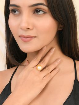 Silvermerc Designs - Gold-Plated White Pearl-Studded Ring