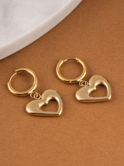 Palmonas - Gold Dangling Heart Drop Earrings