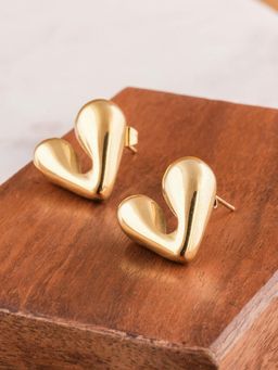 Palmonas - Gold Sculptural Heart Stud Earrings