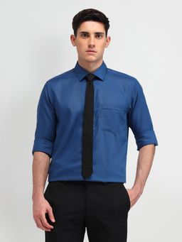 Arrow - Textured Blue Full Sleeves Collar Neck Shirt