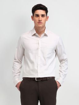 Arrow - Textured Beige Full Sleeves Collar Neck Shirt
