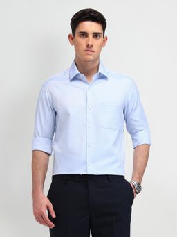 Arrow - Textured Blue Full Sleeves Collar Neck Shirt