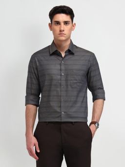 Arrow - Stripes Brown Full Sleeves Collar Neck Shirt