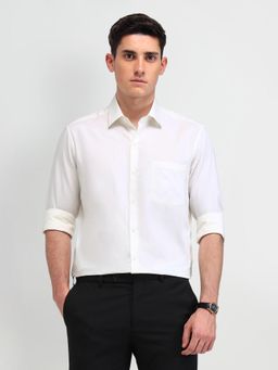 Arrow - Textured White Full Sleeves Collar Neck Shirt