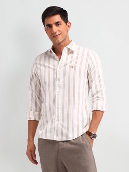 U.S. Polo Assn. Denim Co. - Denim Co. Stripes Beige Full Sleeves Collar Neck Shirt
