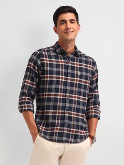 U.S. Polo Assn. Denim Co. - Denim Co. Checks Blue Full Sleeves Collar Neck Shirt