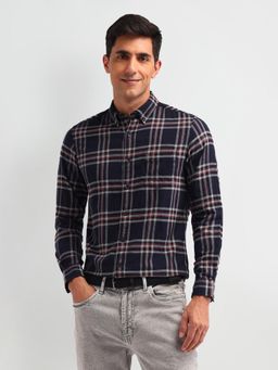 U.S. Polo Assn. Denim Co. - Denim Co. Checks Blue Full Sleeves Collar Neck Shirt