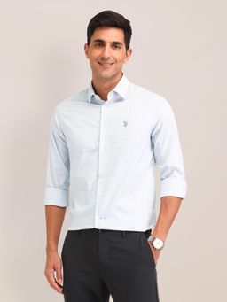 U.S. POLO ASSN. - Checks Grey Full Sleeves Collar Neck Shirt