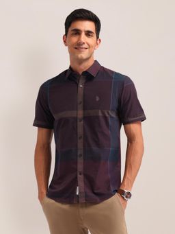 U.S. POLO ASSN. - Checks Red Half Sleeves Collar Neck Shirt