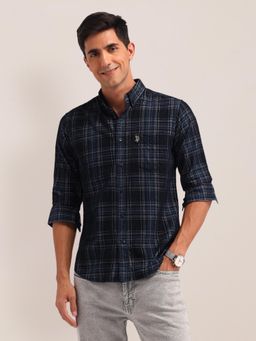 U.S. POLO ASSN. - Checks Blue Full Sleeves Collar Neck Shirt