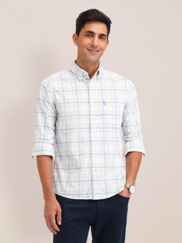 U.S. POLO ASSN. - Checks Blue Full Sleeves Collar Neck Shirt