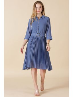 Gipsy - Blue Georgette Dress with Belt