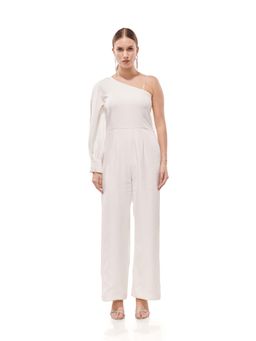 Maenaam - White One Shoulder Jumpsuit