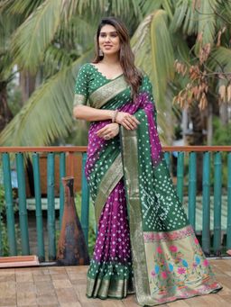 Odette - Purple Embroidered Saree with Unstitched Blouse