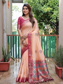 Odette - Cream Embroidered Saree with Unstitched Blouse