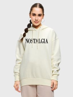Bewakoof - Women's Gardenia Nostalgia Typography Oversized Hoodies