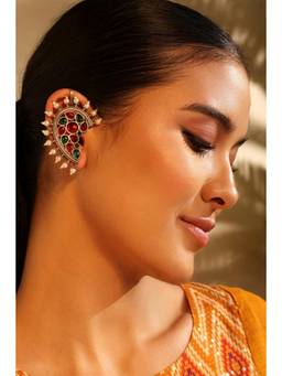 Biba - Women Multi-Color Stones Brass Pair Of Earrings