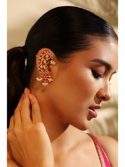 Biba - Women Red Stones Brass Pair Of Earrings