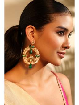 Biba - Women Multi-Color Stones Brass Pair Of Earrings
