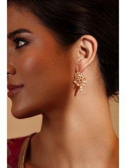 Biba - Women White Stones Brass Pair Of Earrings