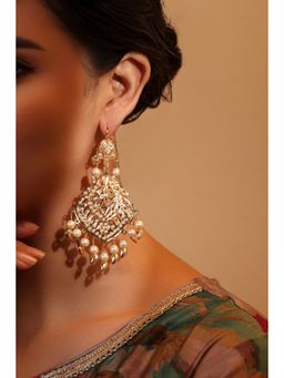 Biba - Women White Pearl Brass Pair Of Earrings