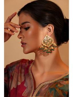 Biba - Women Green Stones Brass Pair Of Earrings