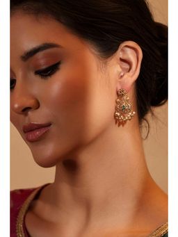 Biba - Women Green Stones Brass Pair Of Earrings