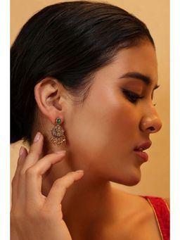 Biba - Women Green Stones Brass Pair Of Earrings