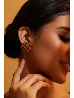 Biba - Women Gold Temple Brass Pair Of Earrings
