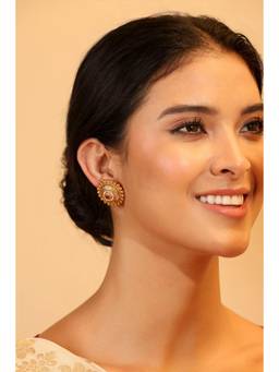Biba - Women Purple Stones Brass Pair Of Earrings