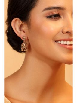Biba - Women Green Stones Brass Pair Of Earrings