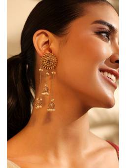 Biba - Women Red Stones Brass Pair Of Earrings