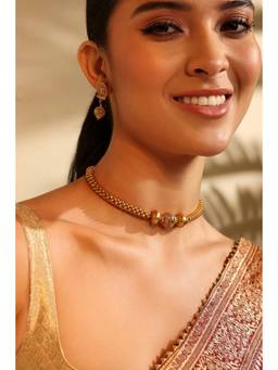 Biba - Women Gold Statement Brass Jewellery Set