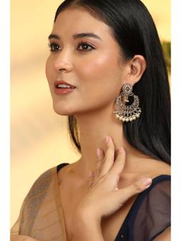 Biba - Women Yellow Stones Brass Pair Of Earrings