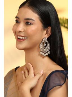 Biba - Women White Stones Brass Pair Of Earrings