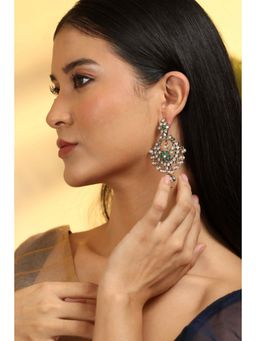 Biba - Women Green Stones Brass Pair Of Earrings