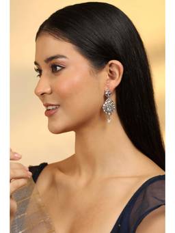 Biba - Women White Stones Brass Pair Of Earrings
