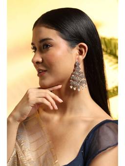 Biba - Women White Stones Brass Pair Of Earrings