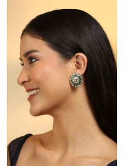 Biba - Women Green Stones Brass Pair Of Earrings