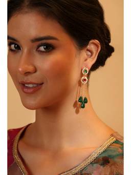 Biba - Women Multi-Color Stones Brass Pair Of Earrings