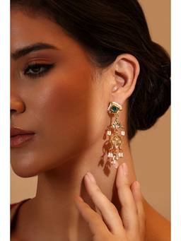 Biba - Women Multi-Color Stones Brass Pair Of Earrings