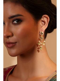 Biba - Women Multi-Color Stones Brass Pair Of Earrings