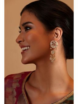 Biba - Women White Stones Brass Pair Of Earrings