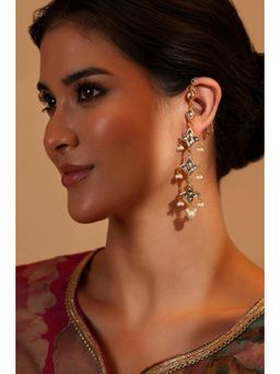 Biba - Women White Stones Brass Pair Of Earrings