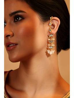 Biba - Women White Stones Brass Pair Of Earrings