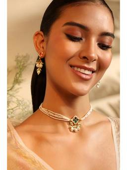 Biba - Women Multi-Color Stones Brass Jewellery Set