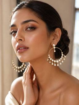 Abdesigns - Women White Statement Brass Pair Of Earrings